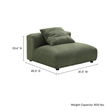 Modway EEI-6884 Solace Modular Corduroy Upholstered Armless Chair - Plaza Home Decor