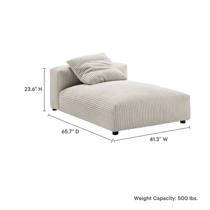 Modway EEI-6886 Solace Modular Corduroy Upholstered Armless Chaise Lounge Modway