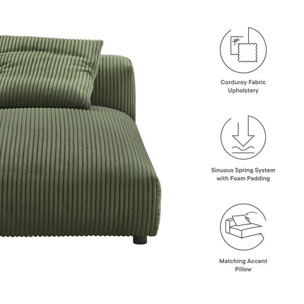 Modway EEI-6886 Solace Modular Corduroy Upholstered Armless Chaise Lounge Modway