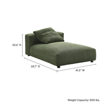 Modway EEI-6886 Solace Modular Corduroy Upholstered Armless Chaise Lounge Modway
