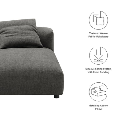 Modway EEI-6887 Solace Modular Upholstered Fabric Armless Chaise Lounge - Plaza Home Decor