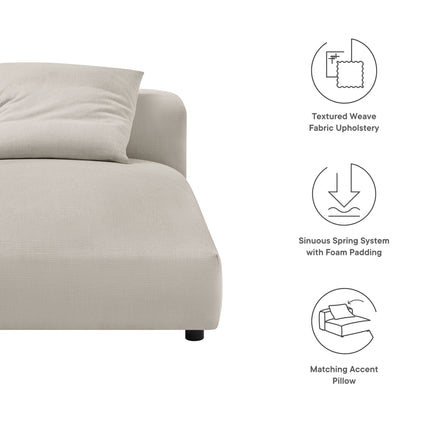 Modway EEI-6887 Solace Modular Upholstered Fabric Armless Chaise Lounge - Plaza Home Decor