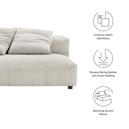 Modway EEI-6890 Solace Modular Corduroy Upholstered Armless Loveseat - Plaza Home Decor