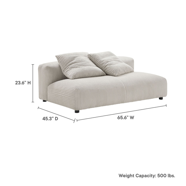 Modway EEI-6890 Solace Modular Corduroy Upholstered Armless Loveseat - Plaza Home Decor