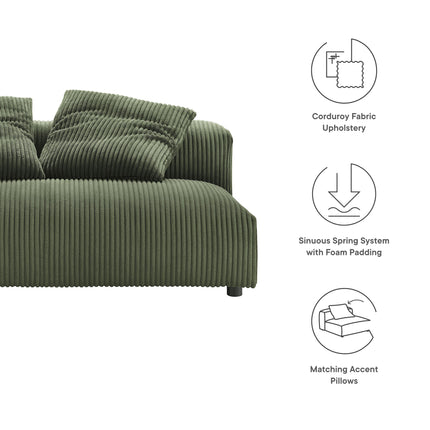 Modway EEI-6890 Solace Modular Corduroy Upholstered Armless Loveseat - Plaza Home Decor