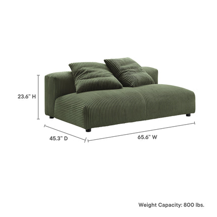 Modway EEI-6890 Solace Modular Corduroy Upholstered Armless Loveseat - Plaza Home Decor
