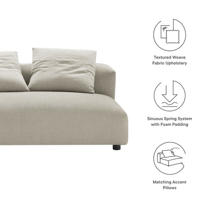 Modway EEI-6891 Solace Modular Upholstered Fabric Armless Loveseat - Plaza Home Decor