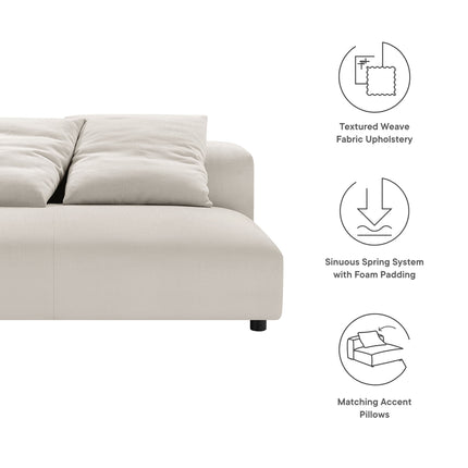 Modway EEI-6891 Solace Modular Upholstered Fabric Armless Loveseat - Plaza Home Decor