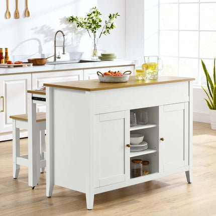 Modway EEI-6894 Garland 3-Piece Kitchen Island and Stool Set Modway