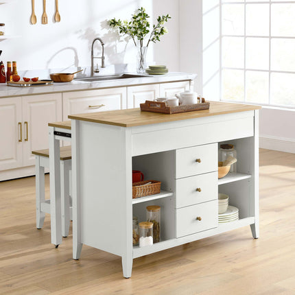 Modway EEI-6895 Farmstead 3-Piece Kitchen Island and Stool Set Modway