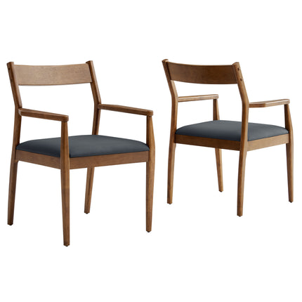 Modway EEI-7075 Solara 7-Piece Wood Dining Set with Vegan Leather Armchairs - Plaza Home Decor