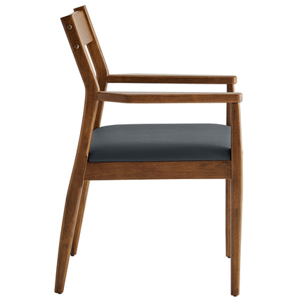Modway EEI-6915 Solara Vegan Leather Wood Dining Armchairs Set of 2 - Plaza Home Decor