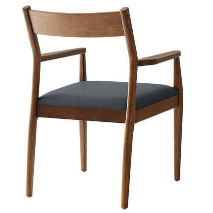 Modway EEI-6915 Solara Vegan Leather Wood Dining Armchairs Set of 2 - Plaza Home Decor