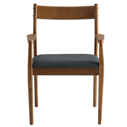 Modway EEI-6915 Solara Vegan Leather Wood Dining Armchairs Set of 2 - Plaza Home Decor