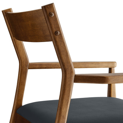 Modway EEI-6915 Solara Vegan Leather Wood Dining Armchairs Set of 2 - Plaza Home Decor