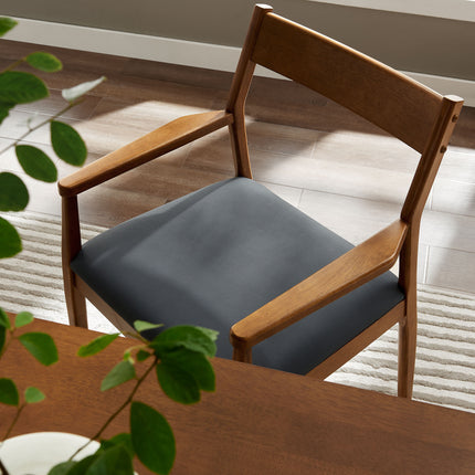 Modway EEI-6915 Solara Vegan Leather Wood Dining Armchairs Set of 2 - Plaza Home Decor