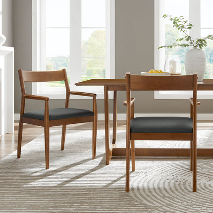 Modway EEI-6915 Solara Vegan Leather Wood Dining Armchairs Set of 2 - Plaza Home Decor