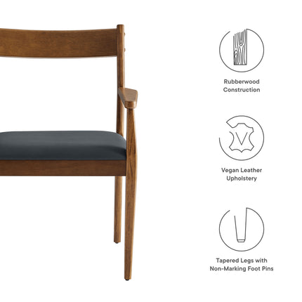 Modway EEI-6915 Solara Vegan Leather Wood Dining Armchairs Set of 2 - Plaza Home Decor