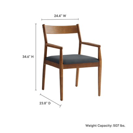 Modway EEI-7075 Solara 7-Piece Wood Dining Set with Vegan Leather Armchairs - Plaza Home Decor