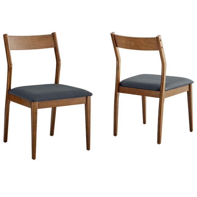 Modway EEI-6917 Solara Vegan Leather Wood Dining Side Chairs Set of 2 - Plaza Home Decor