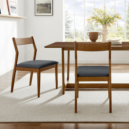 Modway EEI-6917 Solara Vegan Leather Wood Dining Side Chairs Set of 2 - Plaza Home Decor