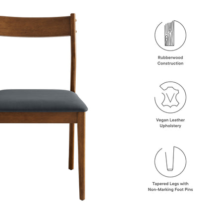 Modway EEI-6917 Solara Vegan Leather Wood Dining Side Chairs Set of 2 - Plaza Home Decor