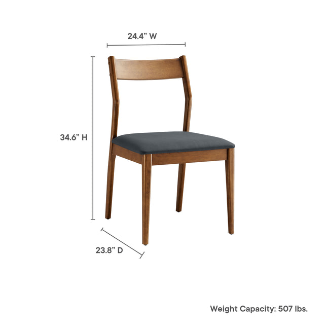 Modway EEI-6917 Solara Vegan Leather Wood Dining Side Chairs Set of 2 - Plaza Home Decor