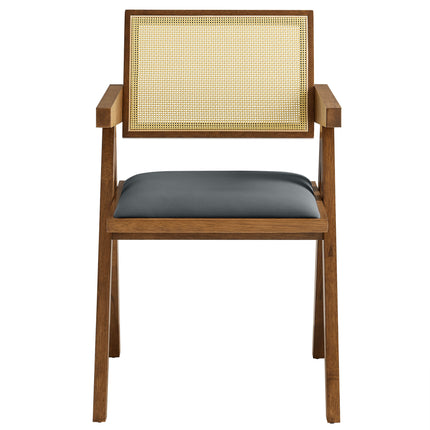 Modway EEI-6919 Thera Vegan Leather Cane Dining Armchairs Set of 2 - Plaza Home Decor