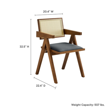 Modway EEI-6919 Thera Vegan Leather Cane Dining Armchairs Set of 2 - Plaza Home Decor