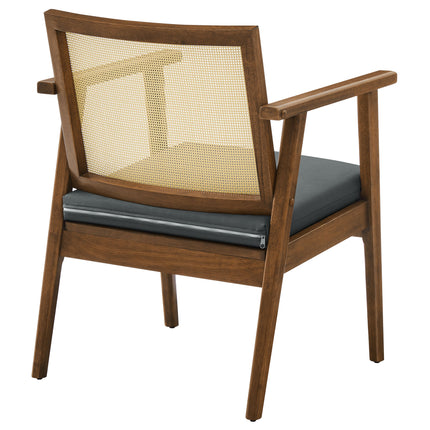 Modway EEI-6921 Thera Vegan Leather and Cane Accent Armchairs Set of 2 - Plaza Home Decor