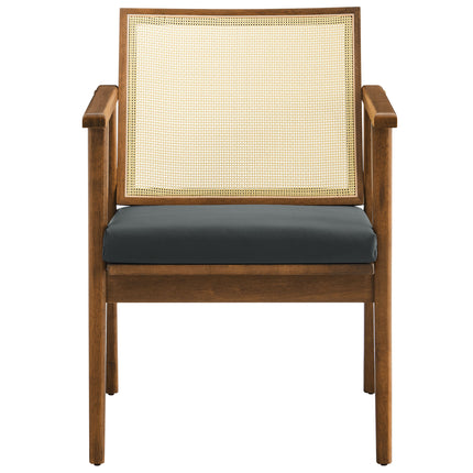 Modway EEI-6921 Thera Vegan Leather and Cane Accent Armchairs Set of 2 - Plaza Home Decor