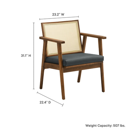 Modway EEI-6921 Thera Vegan Leather and Cane Accent Armchairs Set of 2 - Plaza Home Decor