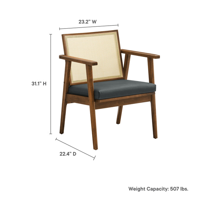 Modway EEI-6921 Thera Vegan Leather and Cane Accent Armchairs Set of 2 - Plaza Home Decor