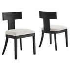 Black Heathered Weave Ivory / Wood and Fabric Upholstered