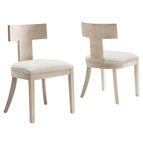 Natural Heathered Weave Ivory / Wood and Fabric Upholstered