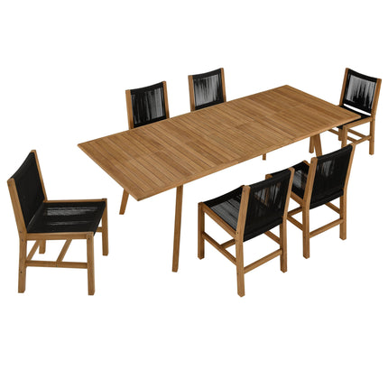 Modway EEI-6927 Vienna 7-Piece Outdoor Patio Teak and Rope Dining Set with Armless Chairs Modway
