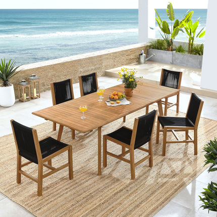 Modway EEI-6927 Vienna 7-Piece Outdoor Patio Teak and Rope Dining Set with Armless Chairs Modway