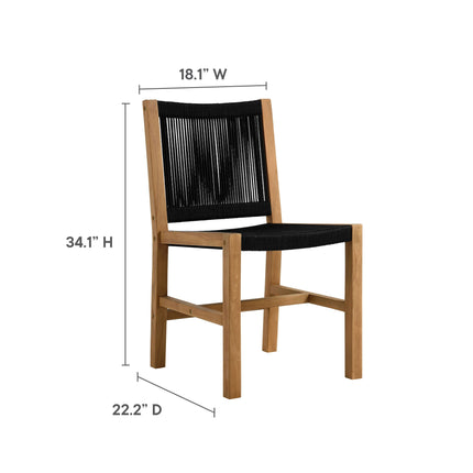 Modway EEI-6927 Vienna 7-Piece Outdoor Patio Teak and Rope Dining Set with Armless Chairs Modway