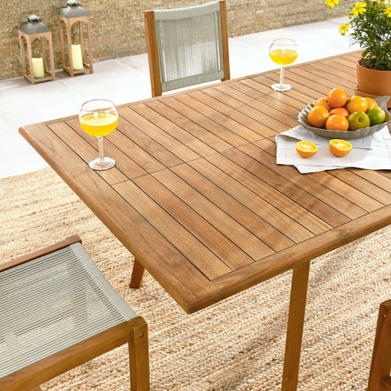 Modway EEI-6927 Vienna 7-Piece Outdoor Patio Teak and Rope Dining Set with Armless Chairs Modway