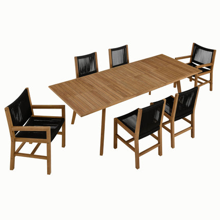 Modway EEI-6928 Vienna 7-Piece Outdoor Patio Teak and Rope Dining Set Modway