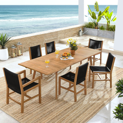 Modway EEI-6928 Vienna 7-Piece Outdoor Patio Teak and Rope Dining Set Modway