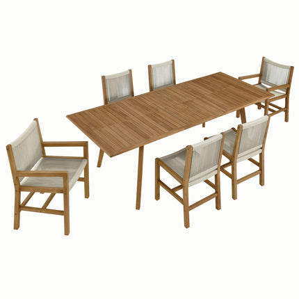 Modway EEI-6928 Vienna 7-Piece Outdoor Patio Teak and Rope Dining Set Modway
