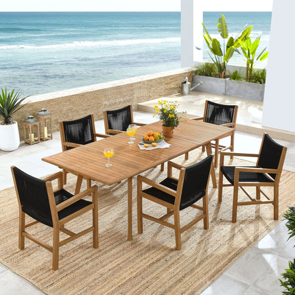 Modway EEI-6929 Vienna 7-Piece Outdoor Patio Teak and Rope Dining Set with Armchairs Modway