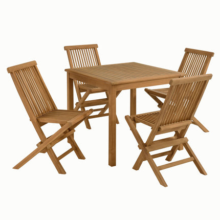 Modway EEI-6931 Vienna 5-Piece Outdoor Patio Teak Wood Dining Set with Folding Chairs Modway