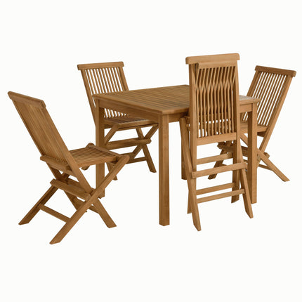 Modway EEI-6931 Vienna 5-Piece Outdoor Patio Teak Wood Dining Set with Folding Chairs Modway