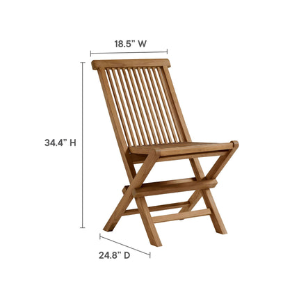 Modway EEI-6931 Vienna 5-Piece Outdoor Patio Teak Wood Dining Set with Folding Chairs Modway