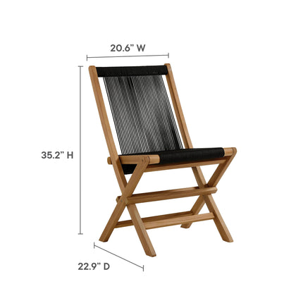 Modway EEI-6932 Vienna 5-Piece Outdoor Patio Teak Wood Dining Set with Rope Folding Chairs Modway