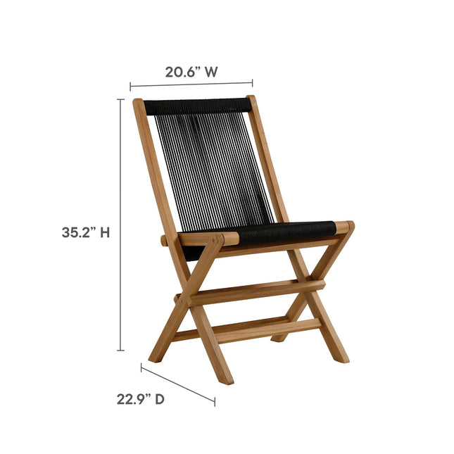 Modway EEI-6932 Vienna 5-Piece Outdoor Patio Teak Wood Dining Set with Rope Folding Chairs Modway