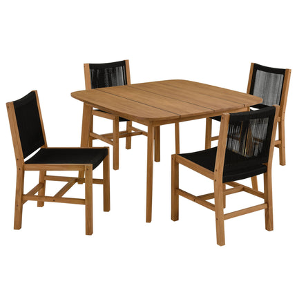 Modway EEI-6934 Vienna 5-Piece Outdoor Patio Teak and Rope Dining Set with Armless Chairs Modway