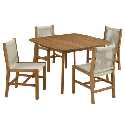Modway EEI-6934 Vienna 5-Piece Outdoor Patio Teak and Rope Dining Set with Armless Chairs Modway